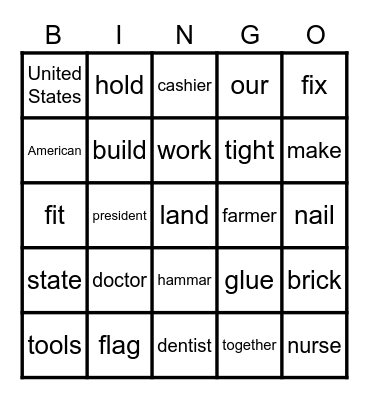 Pluto Vocabulary Bingo Card