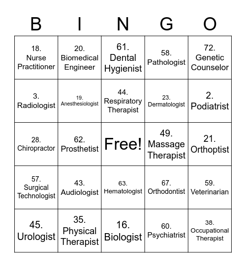 JFK MEDICAL CLUB Bingo Card