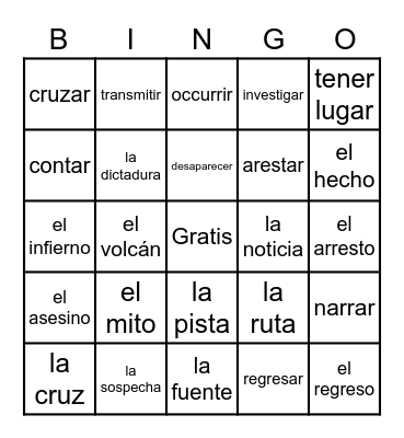 Spanish Bingo Card