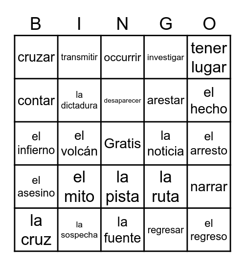 Spanish Bingo Card