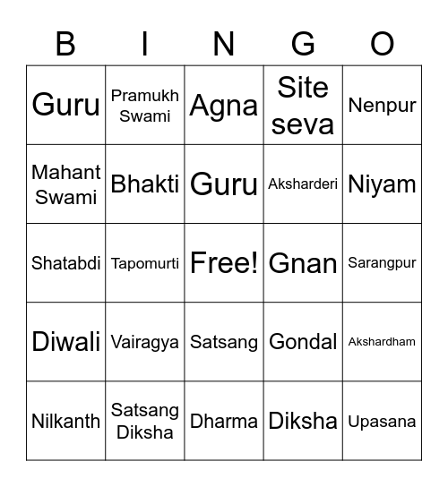 Ghar Sabha Bingo Card