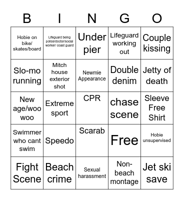 Baywatch Super Bingo 2 Bingo Card