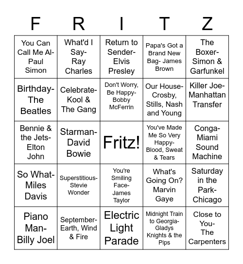 FRITZGIVING Bingo Card