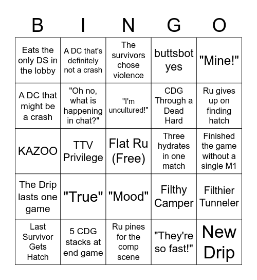 Little Bingaard Bingo Card