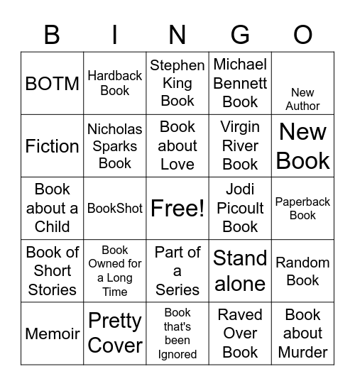2022 Book Bingo Card