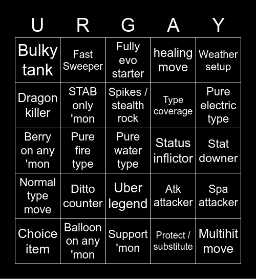 Doubles OU team Bingo Card