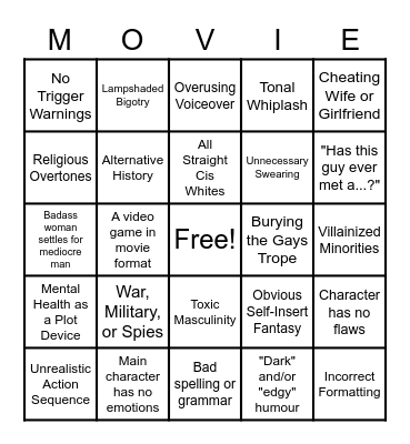 Film Bro Bingo Card