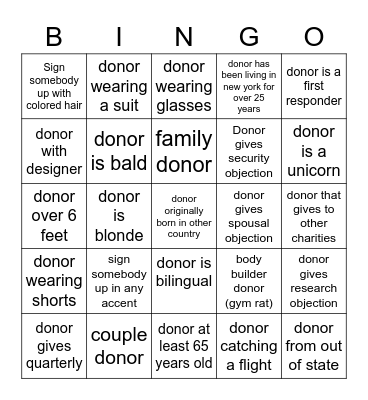 ONE VOICE BINGO Card