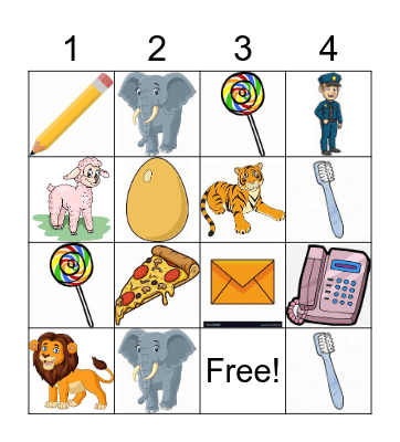 Phonics bingo Card