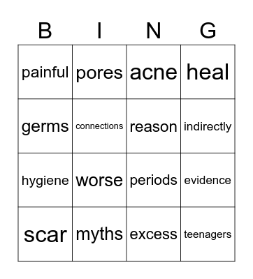 Unit 6 Bingo Card