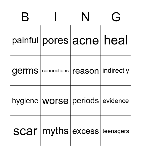 Unit 6 Bingo Card