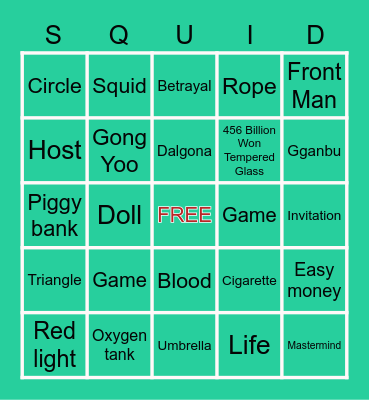 Bingo ala Squid Game Bingo Card