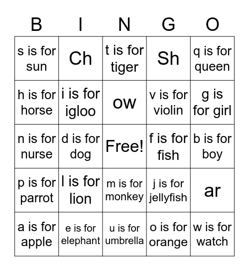 Prep 8 Bingo Card