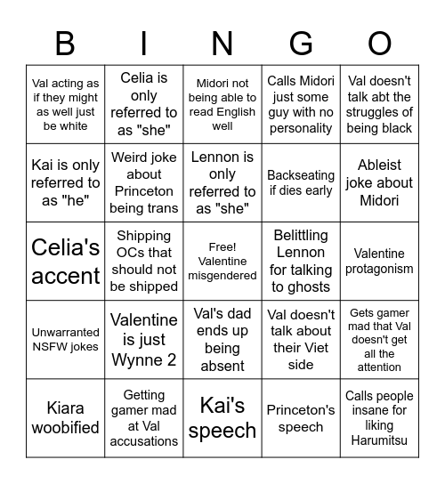 CDR: AK Bingo Card