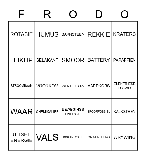 BINGO Card