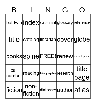 library Bingo Card