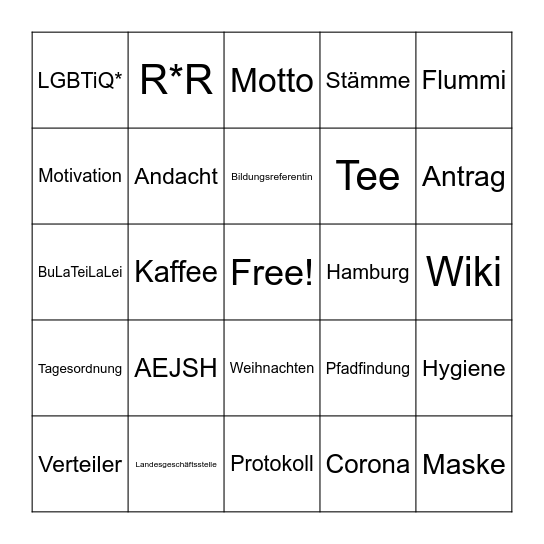 LL - Bingo Card