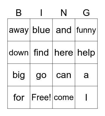 Week 1 Sight Words Bingo Card