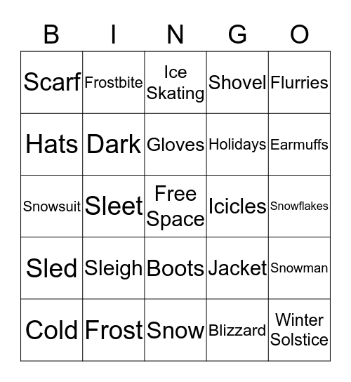 Holiday Bingo Card