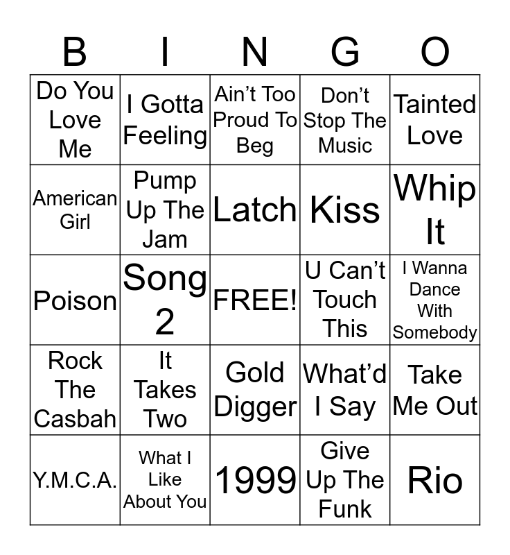 best-party-songs-bingo-card