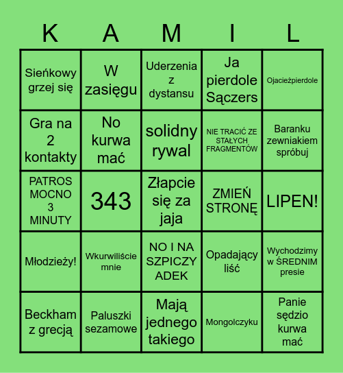 The best of KM Bingo Card