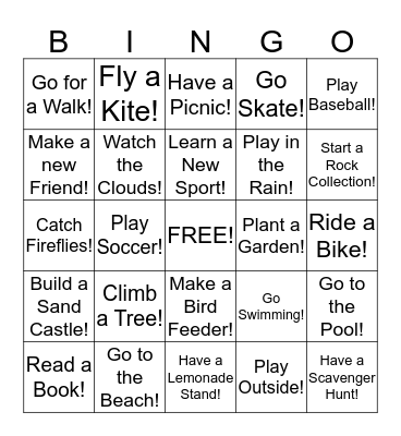 SUMMER FUN Bingo Card