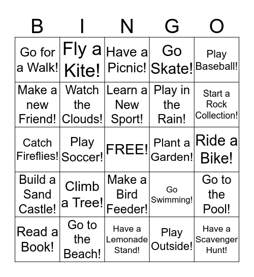 SUMMER FUN Bingo Card