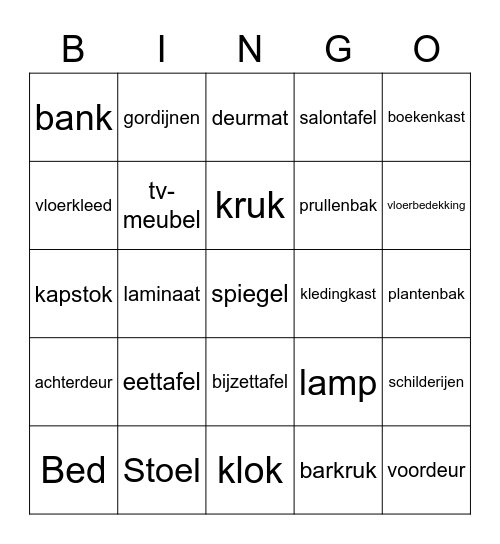 huis Bingo Card