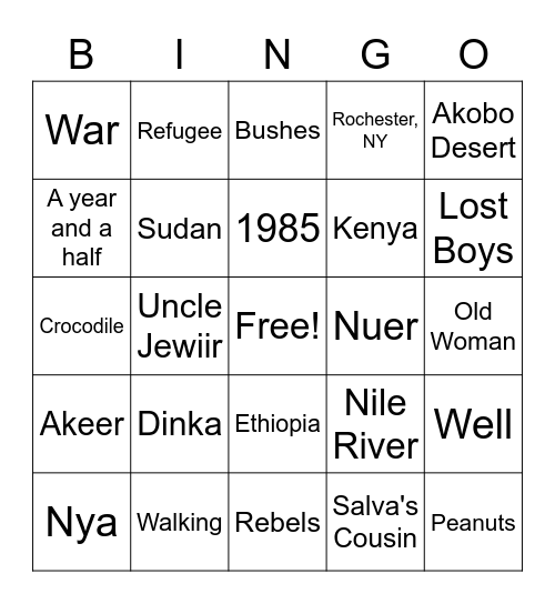 Sudan Day BINGO Card