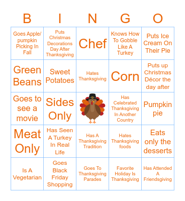 Fall Themed Bingo Card