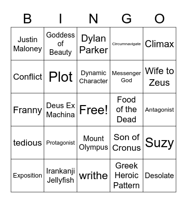 6th Grade English! Bingo Card