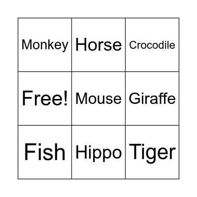 Animal Sounds BINGO Card