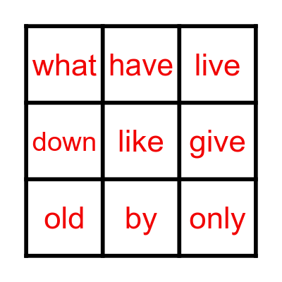 Red Tricky Words Bingo Card