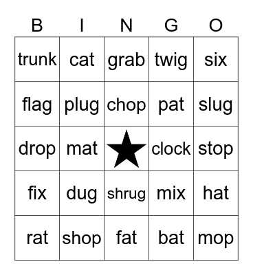 Word Work Bingo Card
