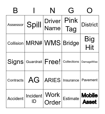 Damage to State Property Bingo Card