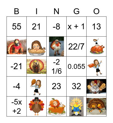 Turkey Lurkey BINGO Card