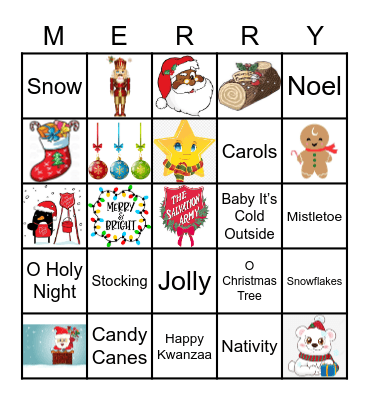 A Very Mabee Christmas Bingo Card