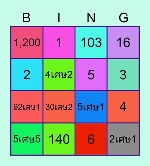 คณิตป.3 Bingo Card