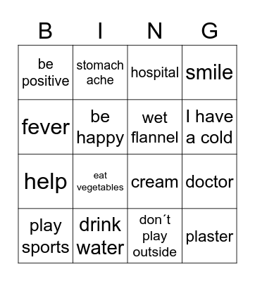 BE HEALTHY Bingo Card