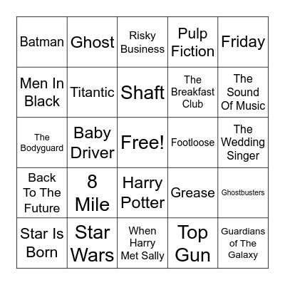 Music In Movies Bingo Card