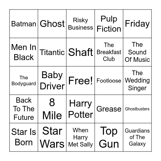 Music In Movies Bingo Card
