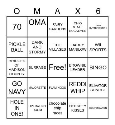 Oma Bingo Card