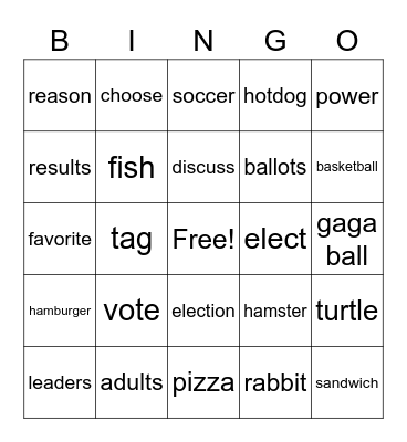 G3 U2 W3 EVERY VOTE COUNTS Bingo Card