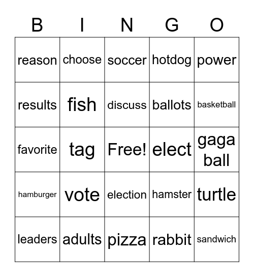 G3 U2 W3 EVERY VOTE COUNTS Bingo Card