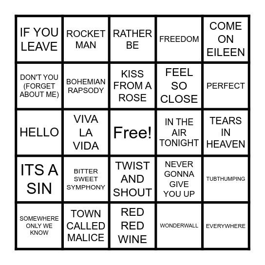 BRITISH INVASION (FOR NICK) Bingo Card