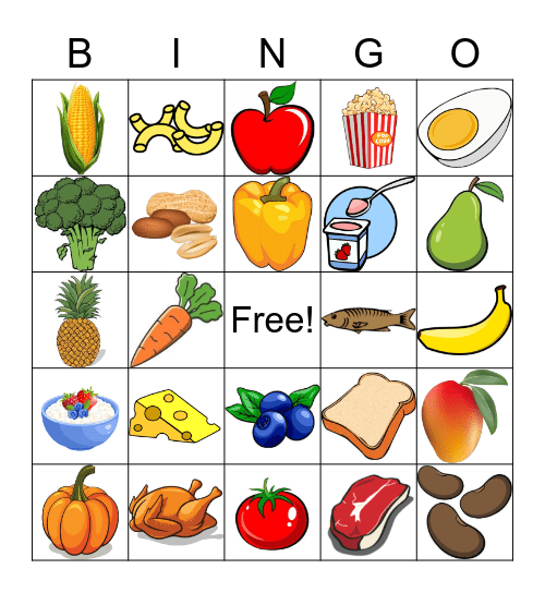 Healthy Food Group BINGO Card