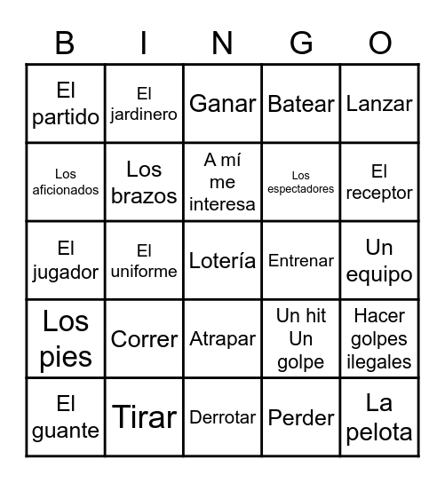 EL BÉISBOL Bingo Card