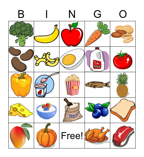 Healthy Food Group BINGO Card