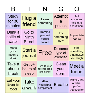 Wellness BINGO Card