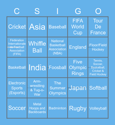 IEW 2021 Internationals Sports CSIGO (Virtual BINGO) Bingo Card